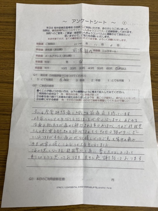 お客様の声：鍼灸治療での線維筋痛症改善